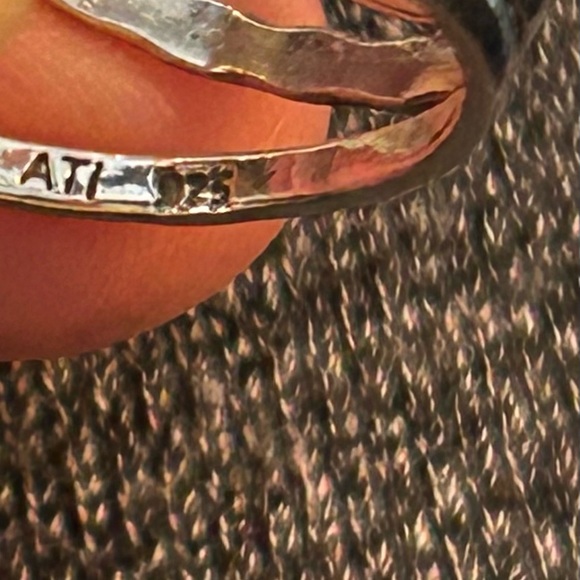 TWO rings one is a 9.25 silver ring sz is 7 AND the cream bow tie is sz 7 1/2 - Picture 9 of 11